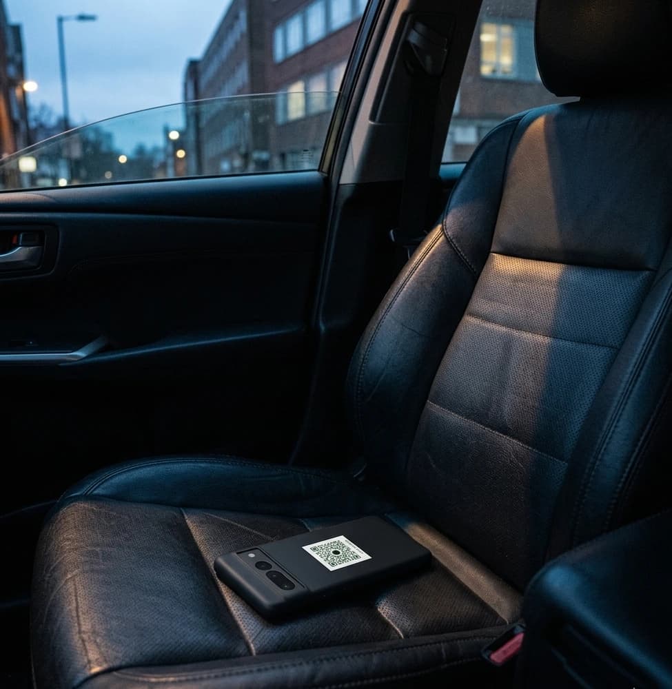 Smartphone in a car interior