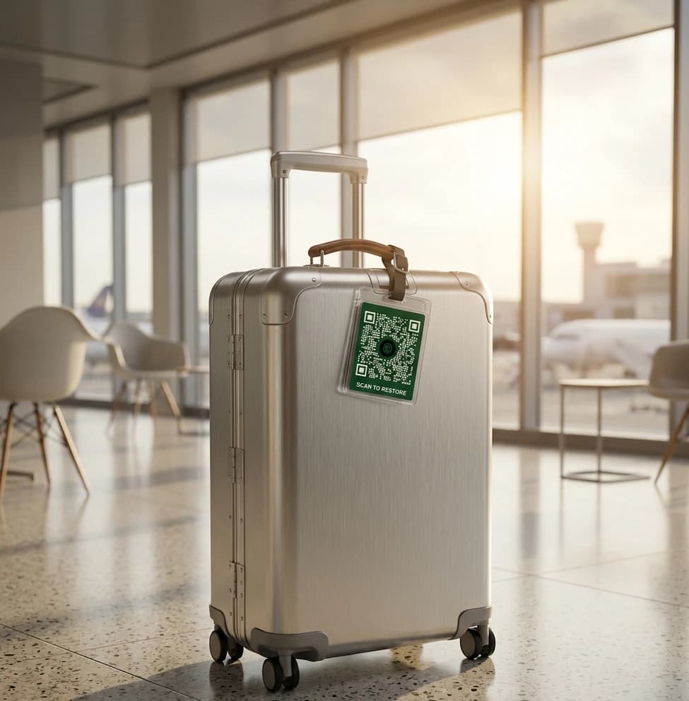 Premium metal suitcase in airport